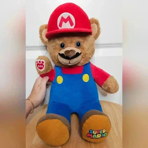 Build A Bear Super Mario Bear with working button/theme song 2017 Red/Blue/Brown - Picture 6 of 6